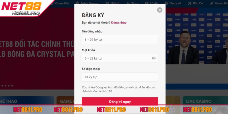 Đăng ký Net88 - Hướng dẫn thao tác chỉ trong 15 giây! 2 Đảm bảo điền đúng thông tin cá nhân để dễ dàng khôi phục tài khoản khi cần