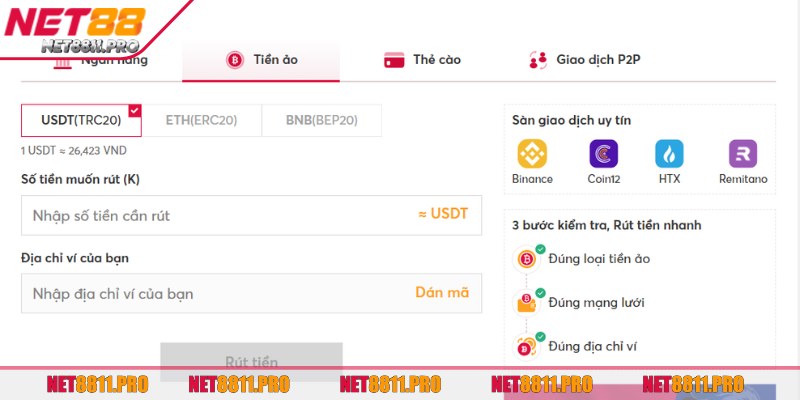 Rút Tiền Net88 - Hướng Dẫn Dễ Dàng Dành Cho Người Mới 2 4 bước thực hiện và 4 kênh rút tiền Net88 phổ biến